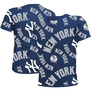 Youth Stitches Navy New York Yankees‎ Allover Team T-Shirt Sz Medium